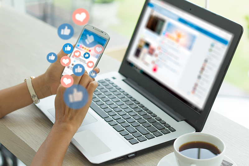 Many likes on social media business page.